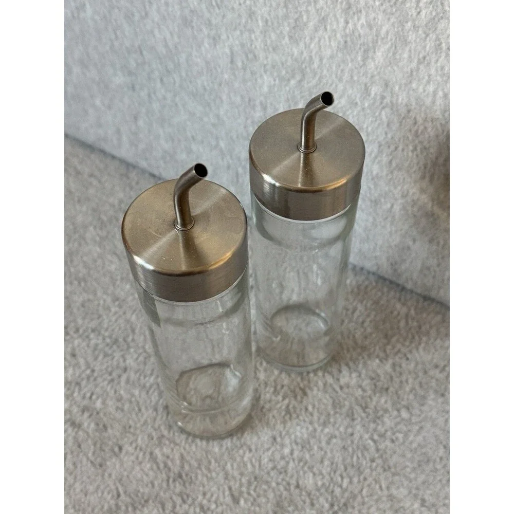 IKEA ORTFYLLD 21143 Glass Oil & Vinegar Set 8 oz w/ Stand Caddy Spouts Lids